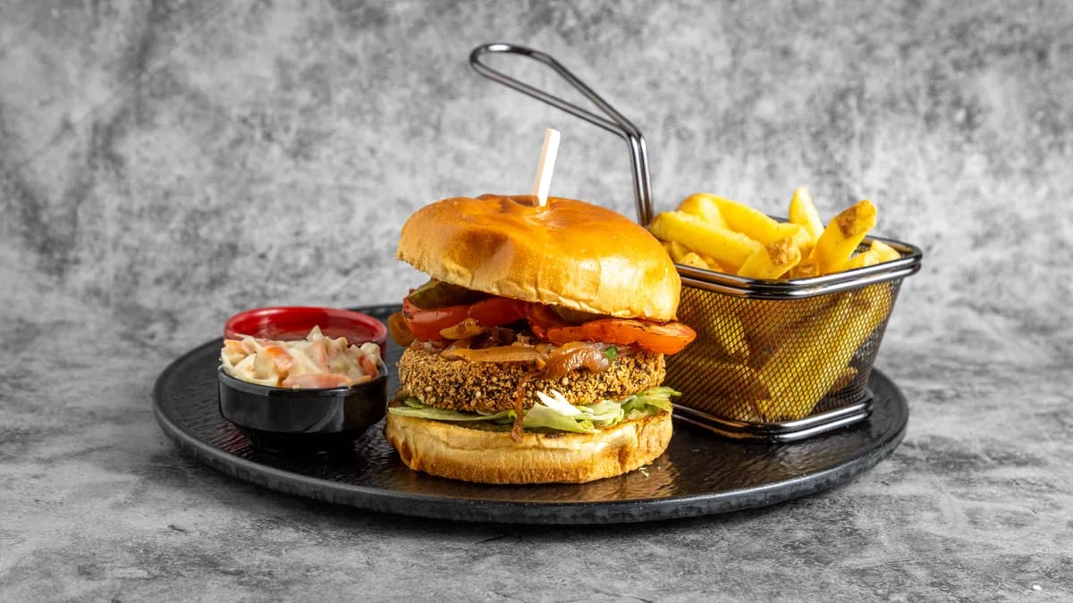 Prime Fire plant-based vegan burger